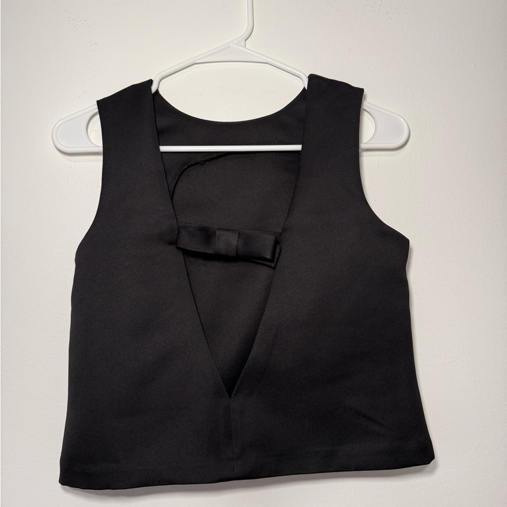 H&M Black Top with Bow Detail